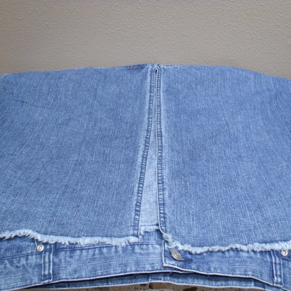 TY Original Wear Denim Long Skirt Raw Hem Blue Jean Kick Pleat Plus Size 24W NWT - Picture 5 of 7